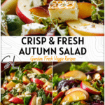 Colorful Autumn Feta Salad with Honeycrisp apples, greens, and dressing styled for a Fresh Salad Recipe.